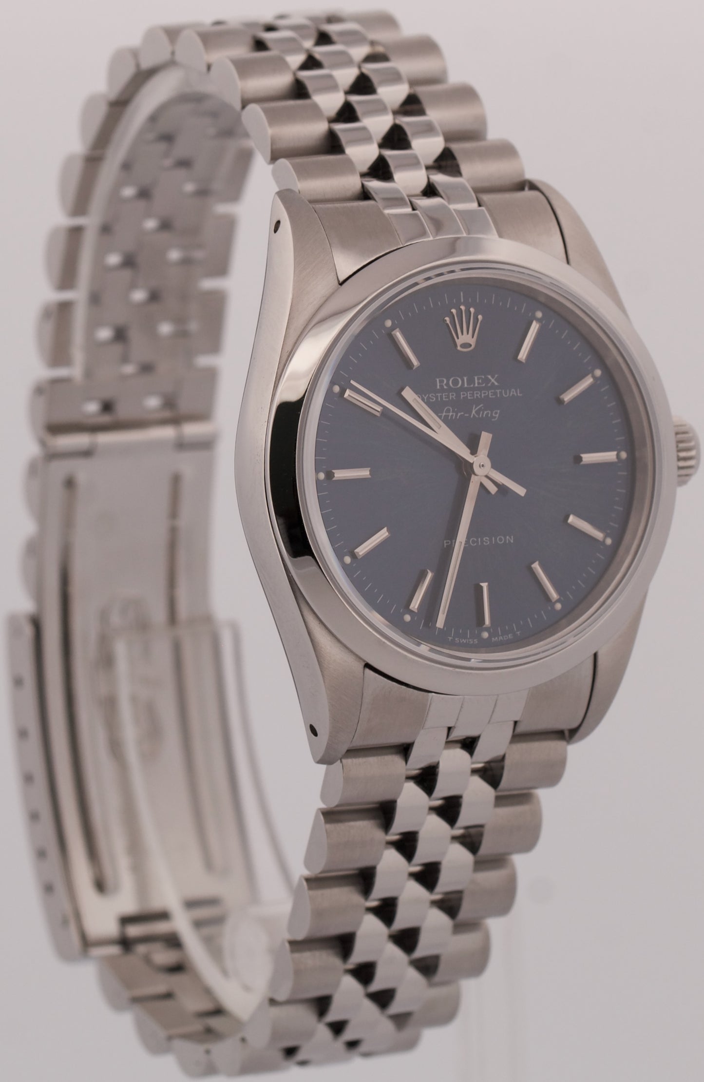 PAPERS Rolex Oyster Perpetual Air-King BLUE 34mm JUBILEE Stainless 14000 BOX