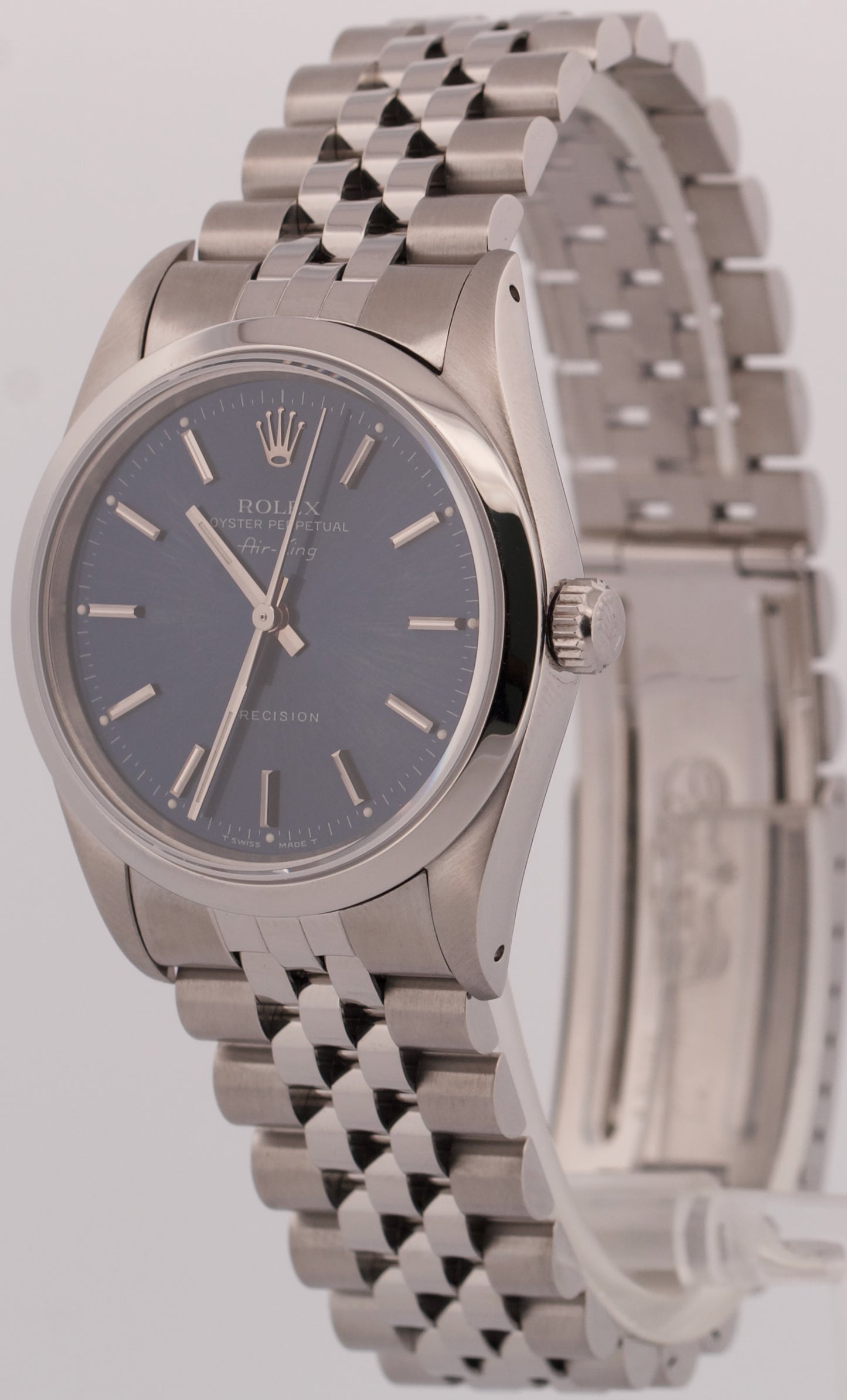 PAPERS Rolex Oyster Perpetual Air-King BLUE 34mm JUBILEE Stainless 14000 BOX