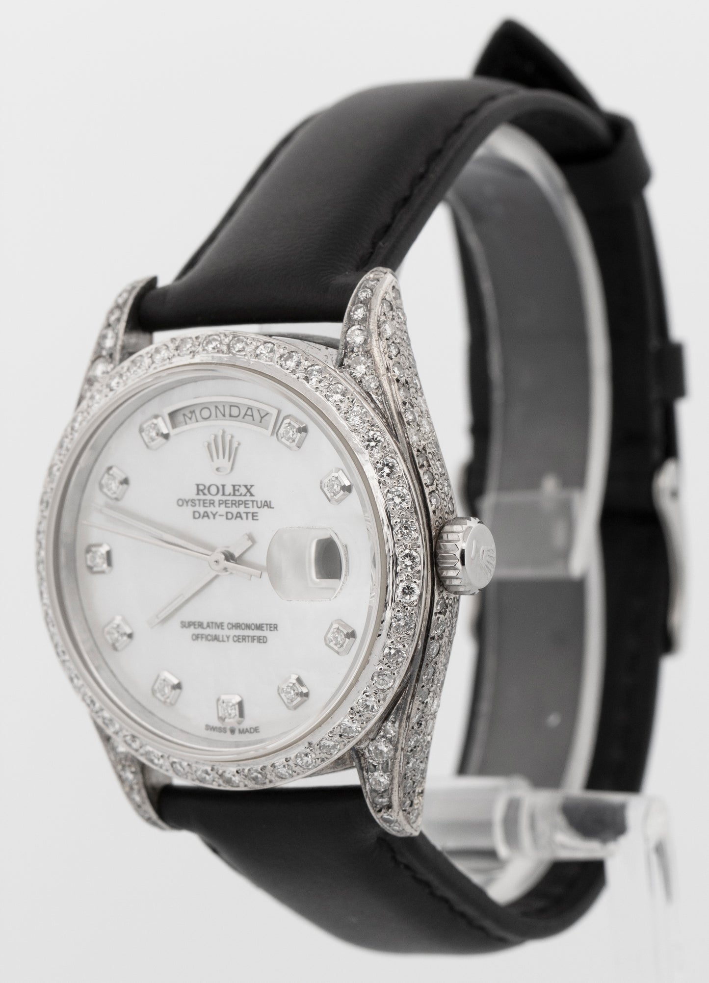 Rolex Day-Date President MOP DIAMOND 36mm 18K White Gold Automatic Watch 18039