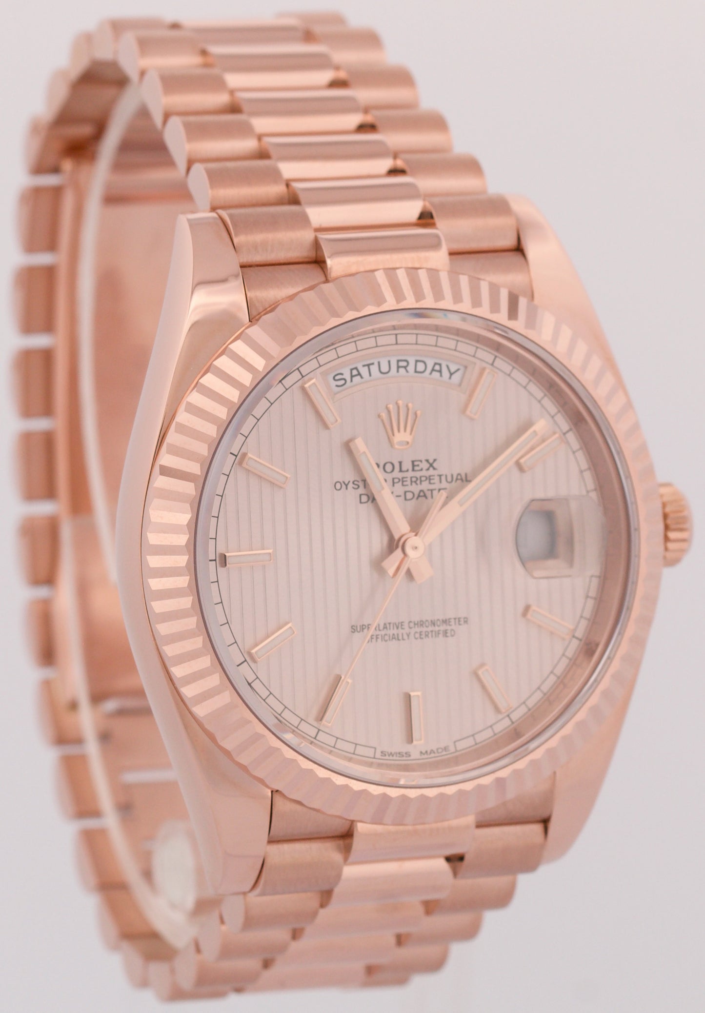 MINT Rolex Day-Date President 40mm SUNDUST TAPESTRY 18K Rose Gold 228235 BOX