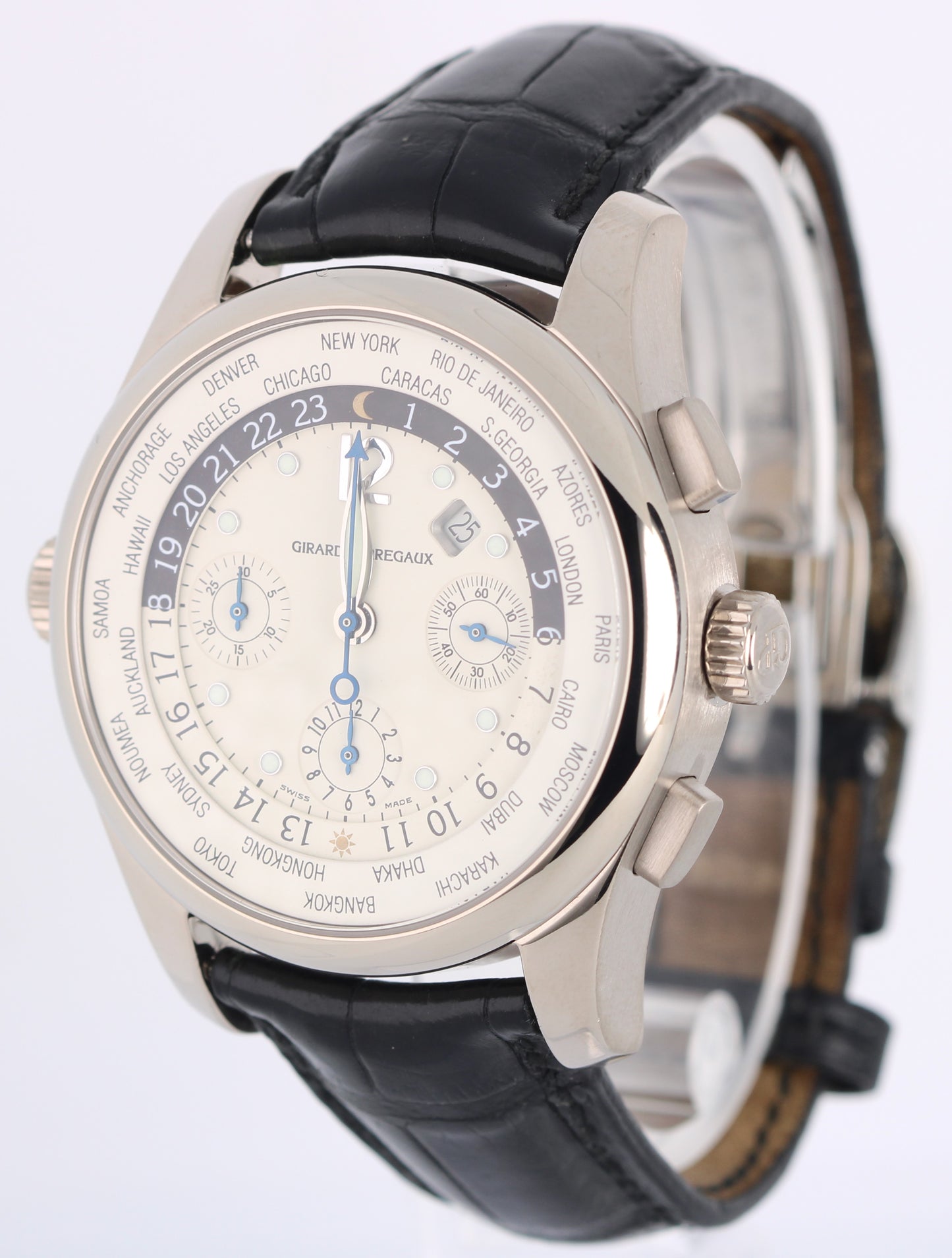 Girard-Perregaux WW.TC PAPERS Chronograph 18k White Gold Silver 43mm 4980 BOX
