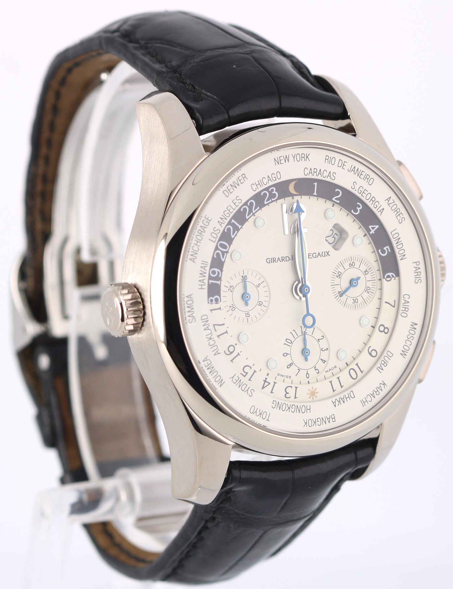 Girard-Perregaux WW.TC PAPERS Chronograph 18k White Gold Silver 43mm 4980 BOX