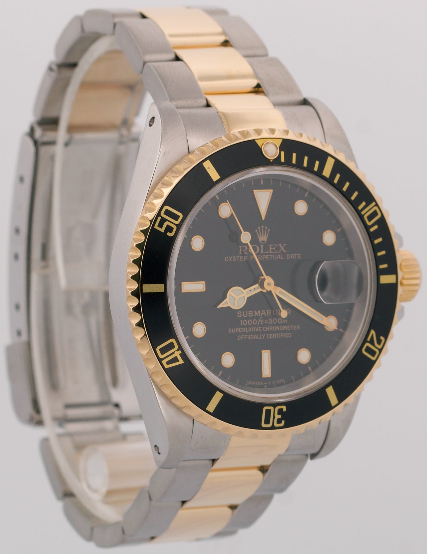 1993 Rolex Submariner Date 40mm BLACK 18K Yellow Gold Stainless Steel 16613