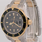 1993 Rolex Submariner Date 40mm BLACK 18K Yellow Gold Stainless Steel 16613