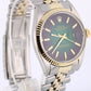 VINTAGE Rolex DateJust Two-Tone 18k Gold Steel GREEN VIGNETTE 36mm 1601 Watch