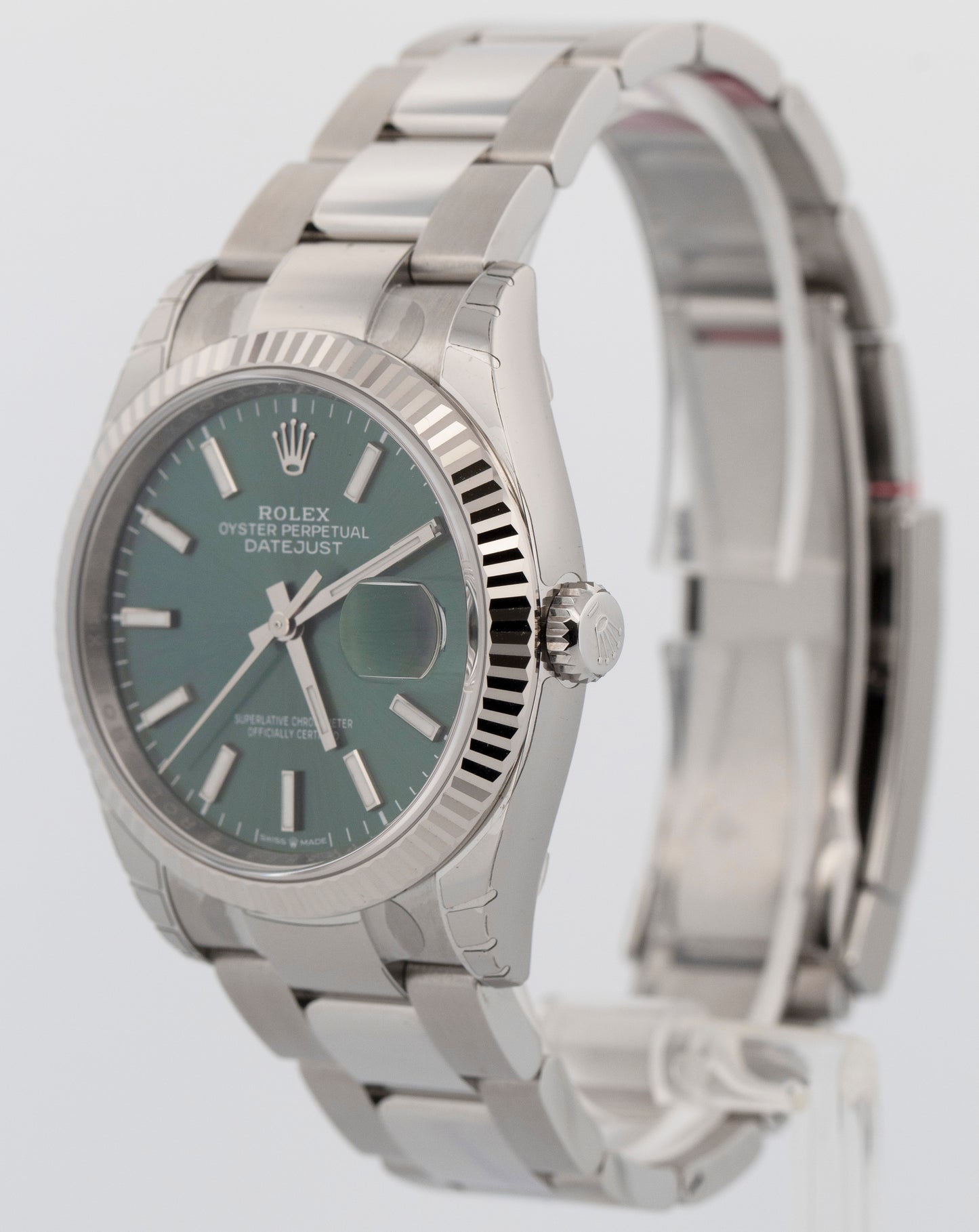 NEW 2026 STICKERED PAPERS Rolex DateJust 36 MINT GREEN Steel Watch 126234 BOX