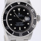 Rolex Submariner Date PAPERS Steel NO-HOLES REHAUT Black 40mm 16610 Watch BOX