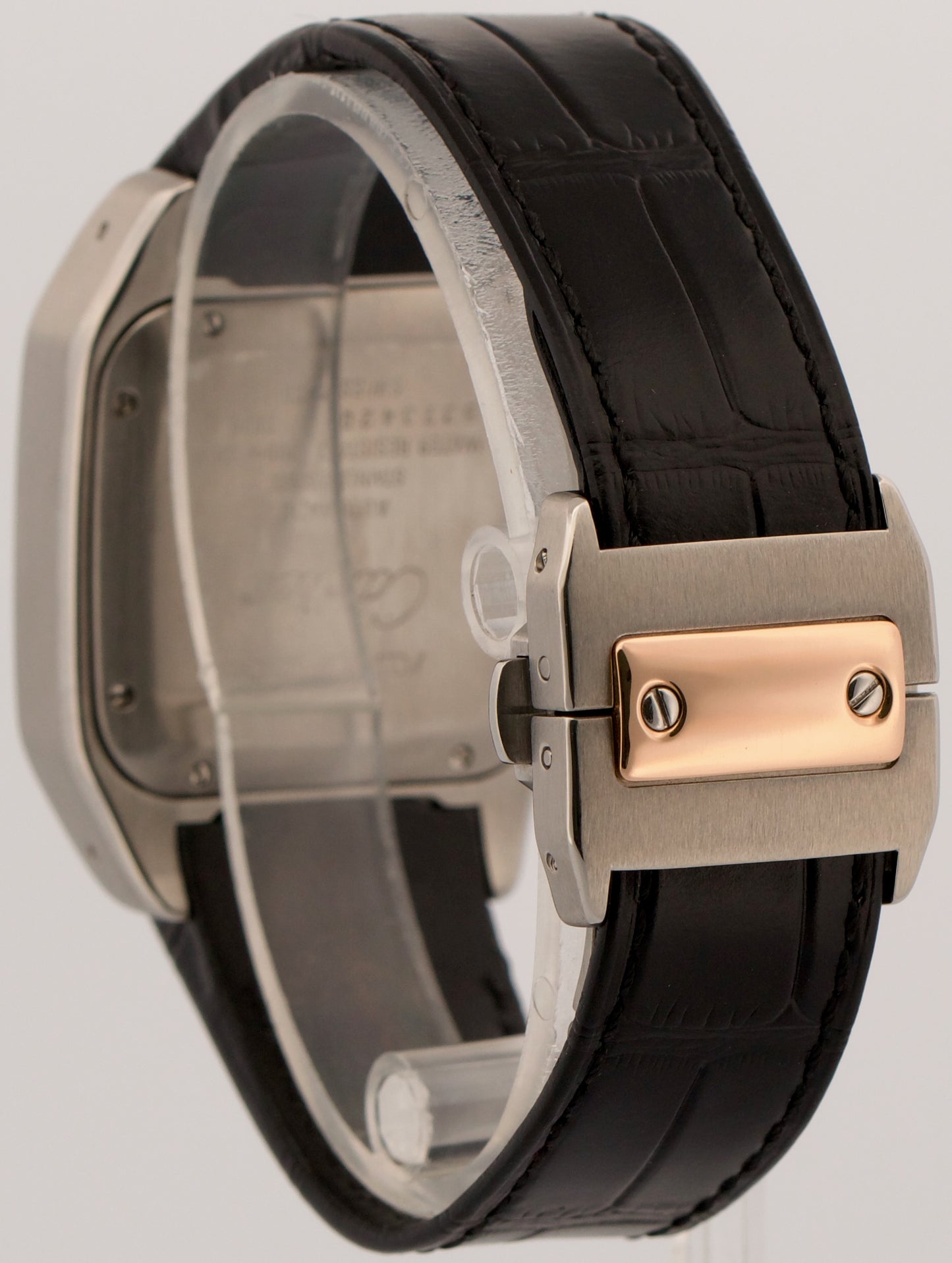 Cartier Santos 100 PAVE DIAMOND 33mm Two-Tone 18K Rose Gold Steel 2878 W20107X7