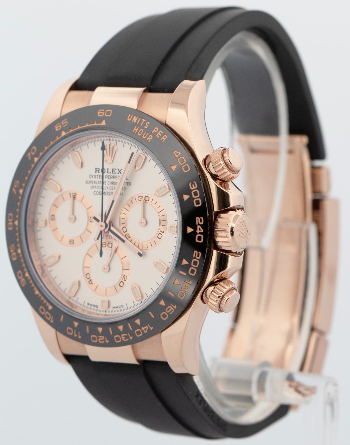 Rolex Daytona Cosmograph 18k Rose Gold IVORY 40mm Oysterflex Ceramic 116515 BOX