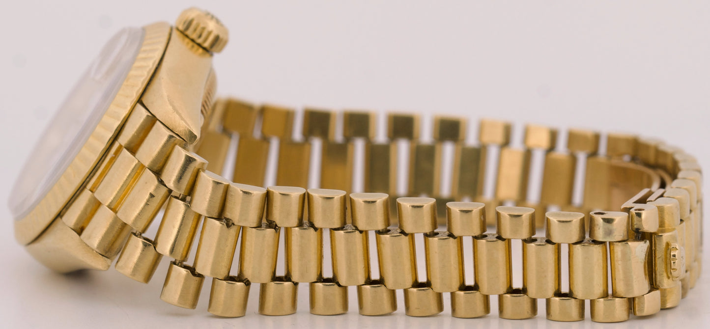 VINTAGE 1987 Ladies Rolex DateJust President WHITE 18K Yellow Gold 26mm 69178