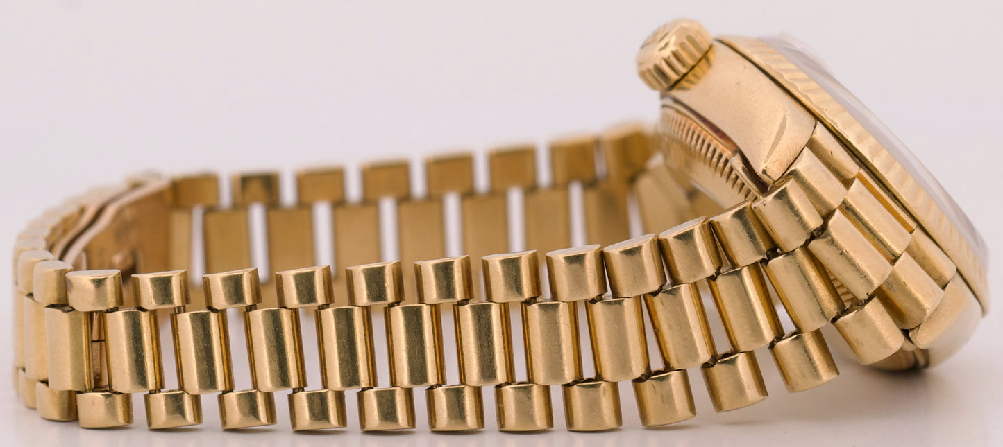 VINTAGE 1987 Ladies Rolex DateJust President WHITE 18K Yellow Gold 26mm 69178
