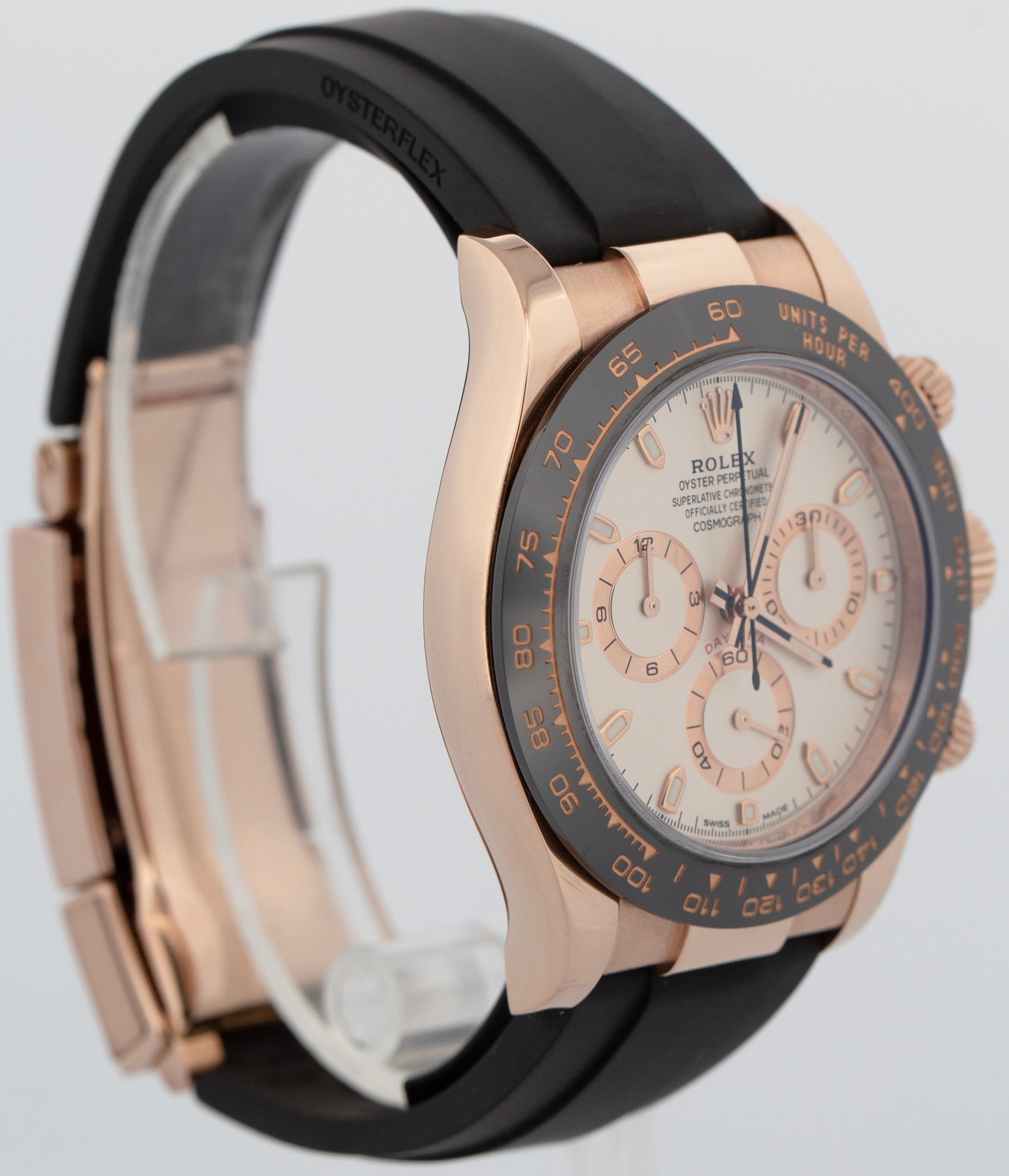 Rolex Daytona Cosmograph 18k Rose Gold IVORY 40mm Oysterflex Ceramic 116515 BOX