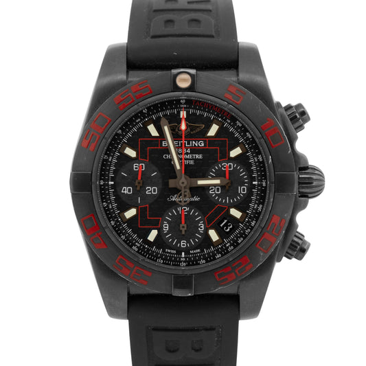 Breitling Chronomat Carbon Blacksteel PVD RED Chronograph 44mm Watch MB0141