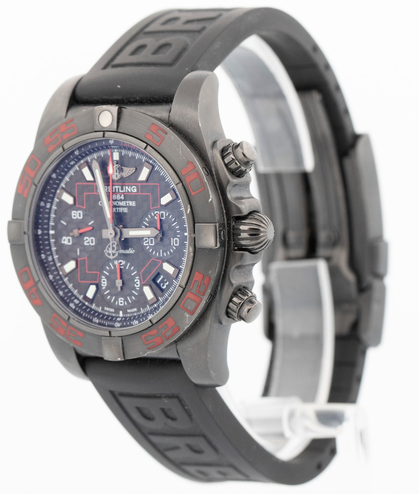 Breitling Chronomat Carbon Blacksteel PVD RED Chronograph 44mm Watch MB0141