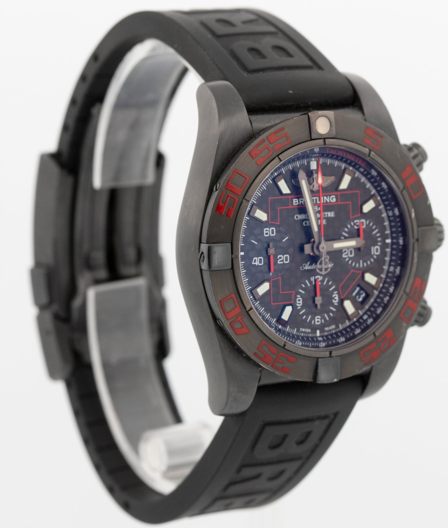 Breitling Chronomat Carbon Blacksteel PVD RED Chronograph 44mm Watch MB0141