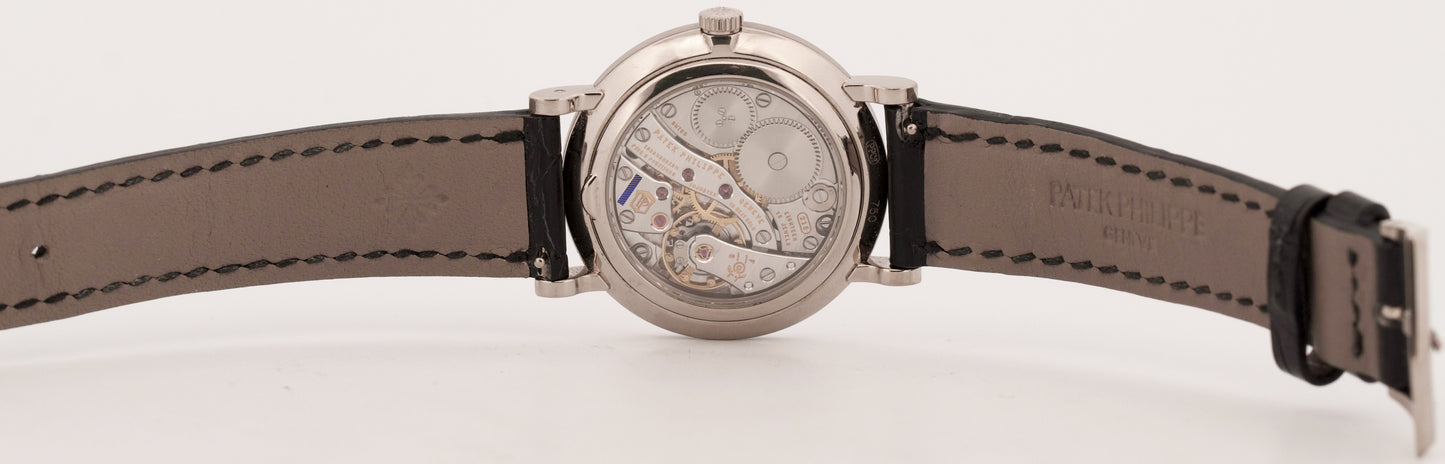 Patek Philippe Calatrava 7119G HOBNAIL Roman 18K White Gold Leather 31mm Watch
