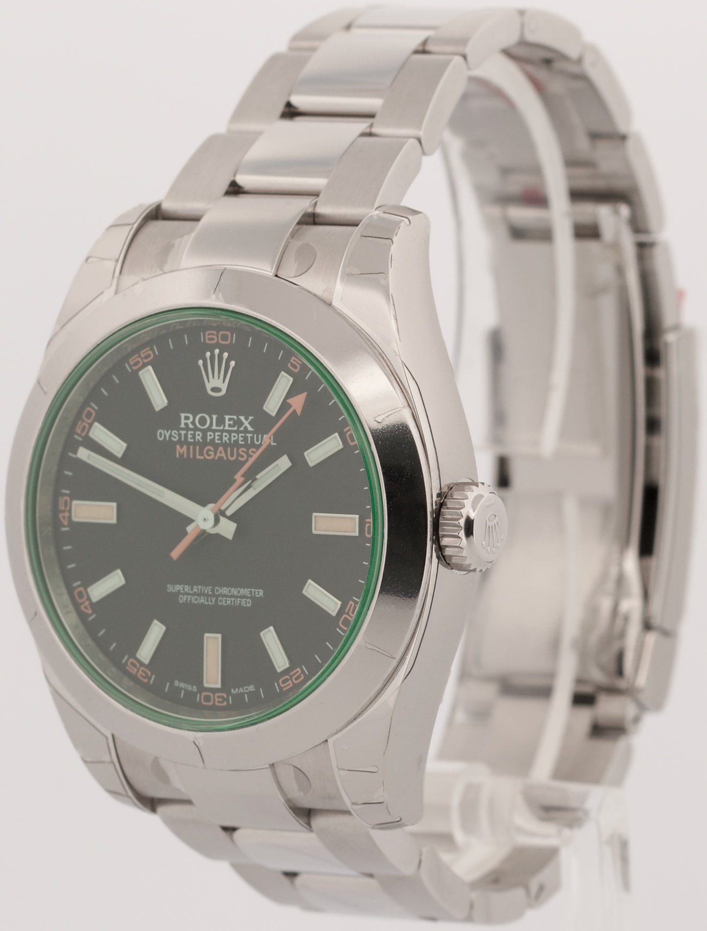 NOS STICKERED 2013 PAPERS Rolex Milgauss BLACK Green 40mm Steel 116400 GV BOX
