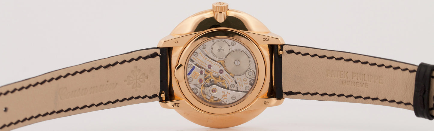 Patek Philippe Calatrava WHITE 18K Rose Gold Leather Manual 38mm 5123R Watch