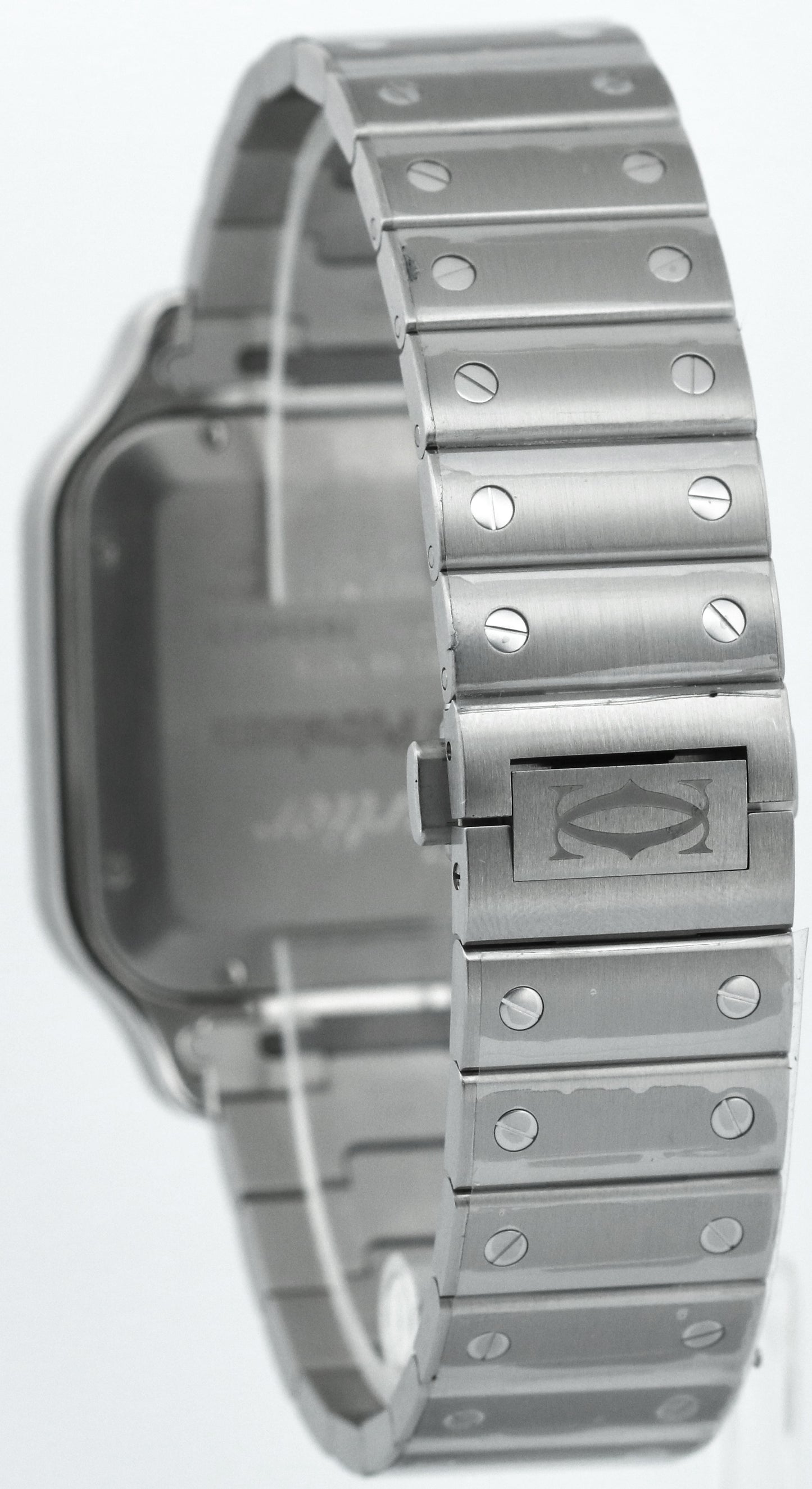 NEW STICKERED PAPERS Cartier Santos 39.8mm White Roman Steel 4072 WSSA0018 BOX