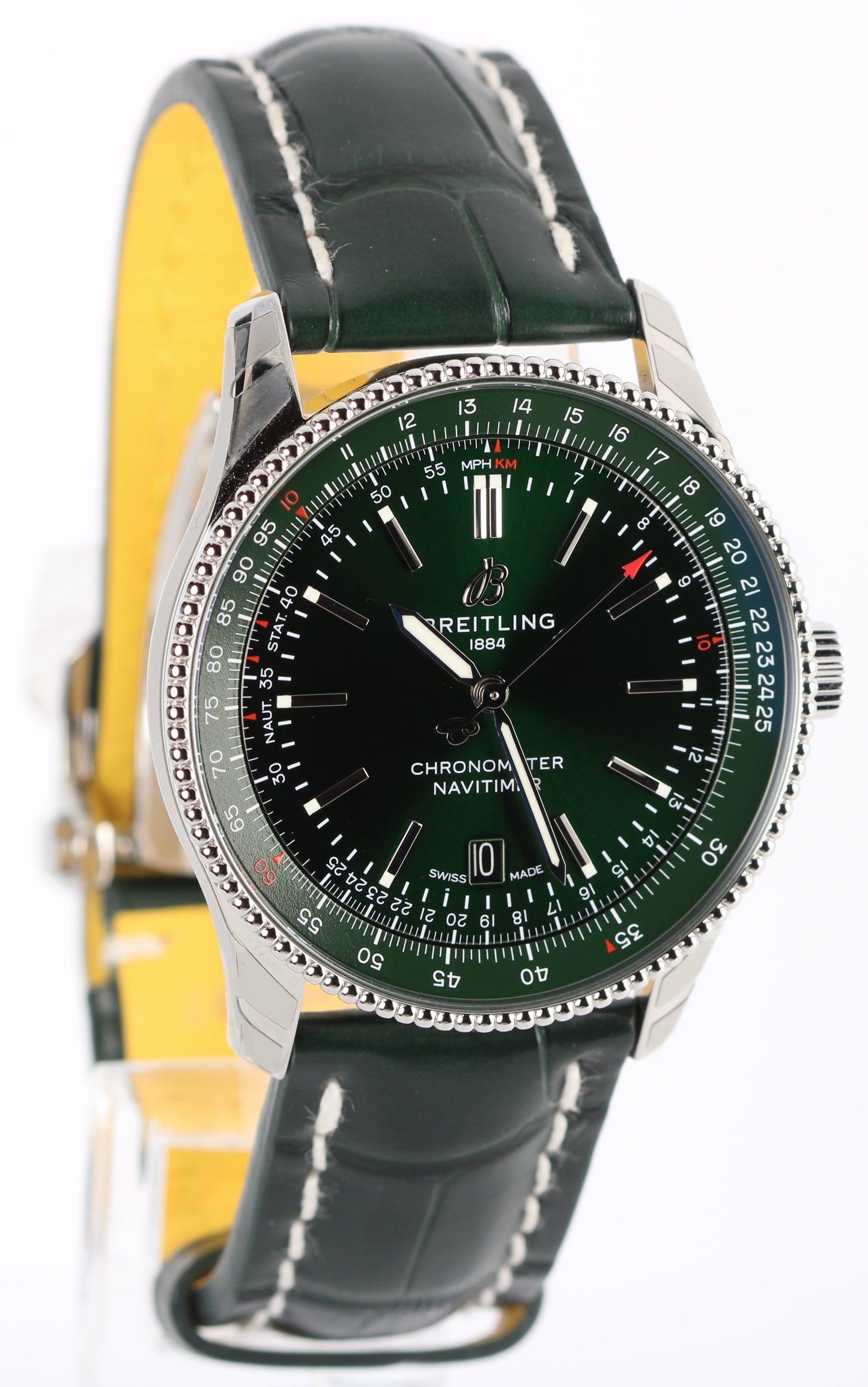 BRAND NEW Breitling Navitimer Automatic 41 PAPERS Green Leather A17326 Watch BOX