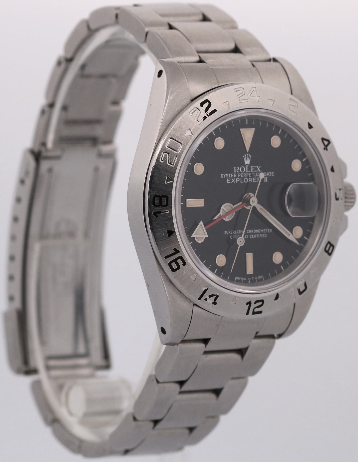 1989 Rolex Explorer II BLACK Stainless Steel Red OYSTER 40mm Watch 16570