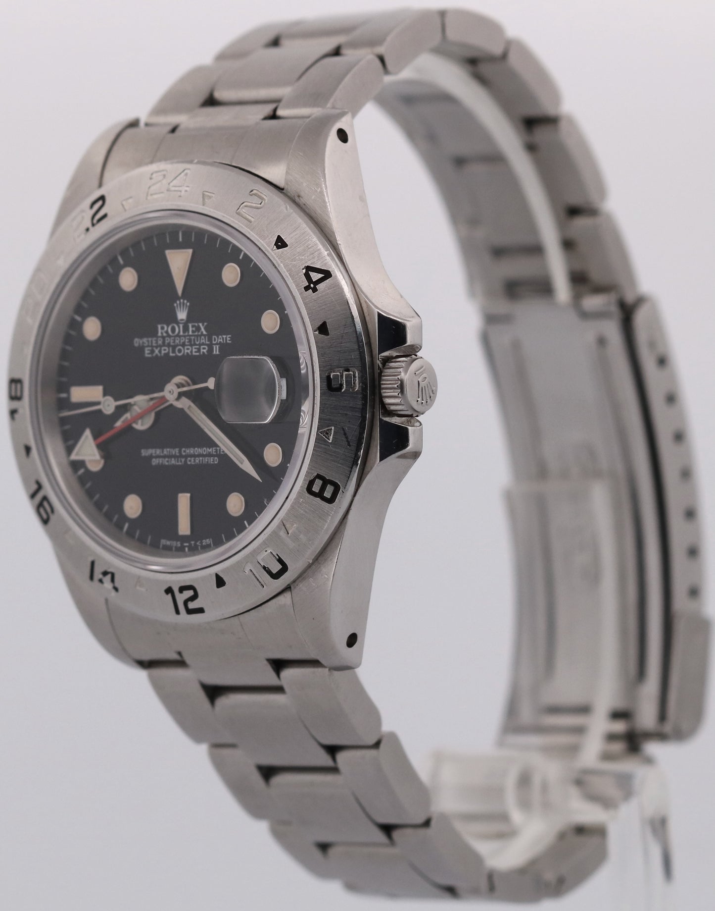 1989 Rolex Explorer II BLACK Stainless Steel Red OYSTER 40mm Watch 16570