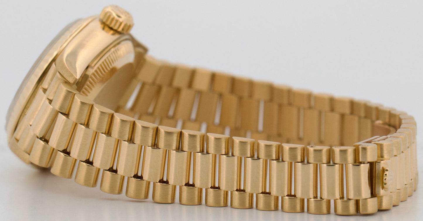 1984 Ladies Rolex DateJust President 26mm BLACK DIAMOND 18K Yellow Gold 69178