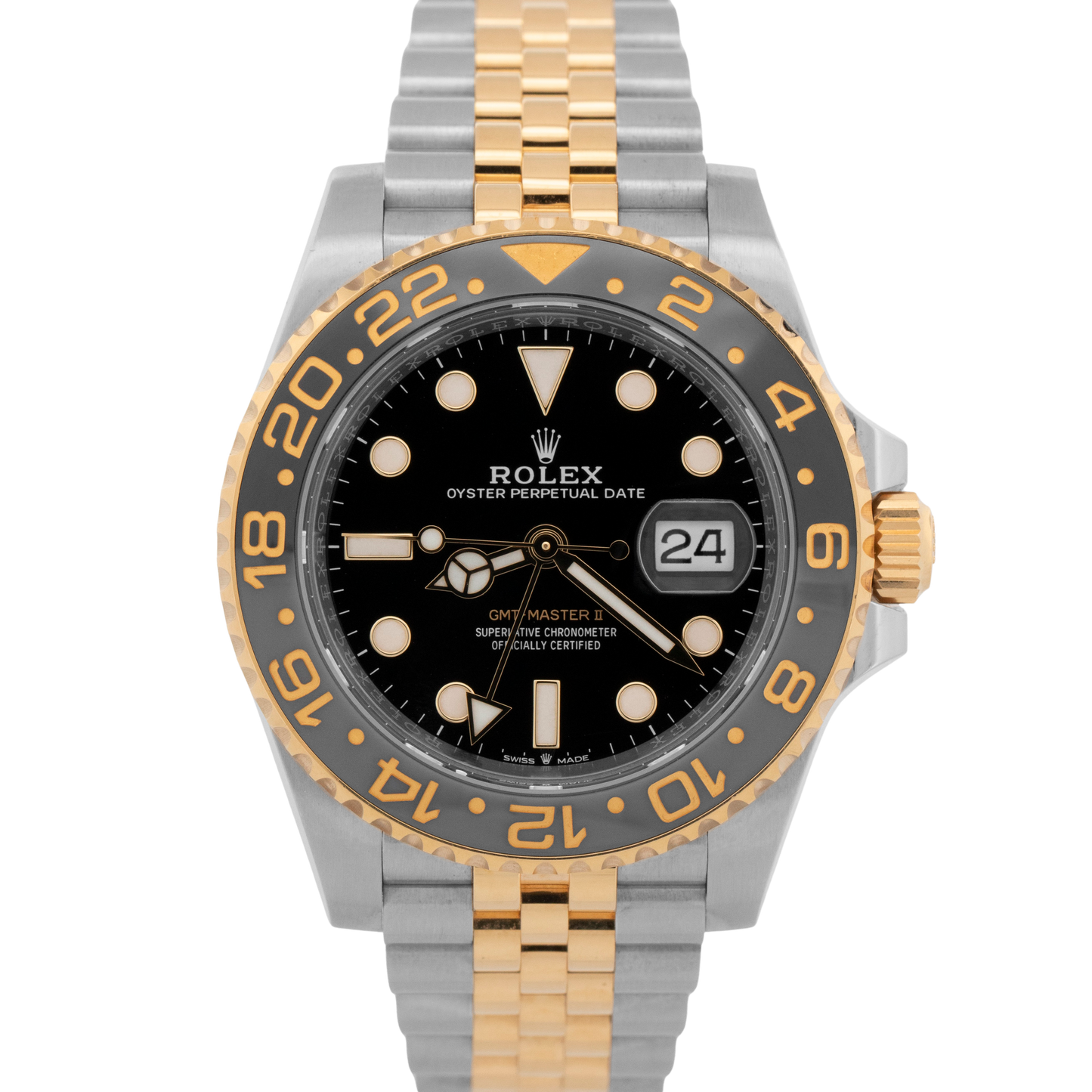 2023 PAPERS Rolex GMT-Master II Two-Tone 18K Gold 40mm JUBILEE 126713 GRNR BOX