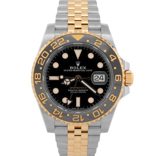 2023 PAPERS Rolex GMT-Master II Two-Tone 18K Gold 40mm JUBILEE 126713 GRNR BOX