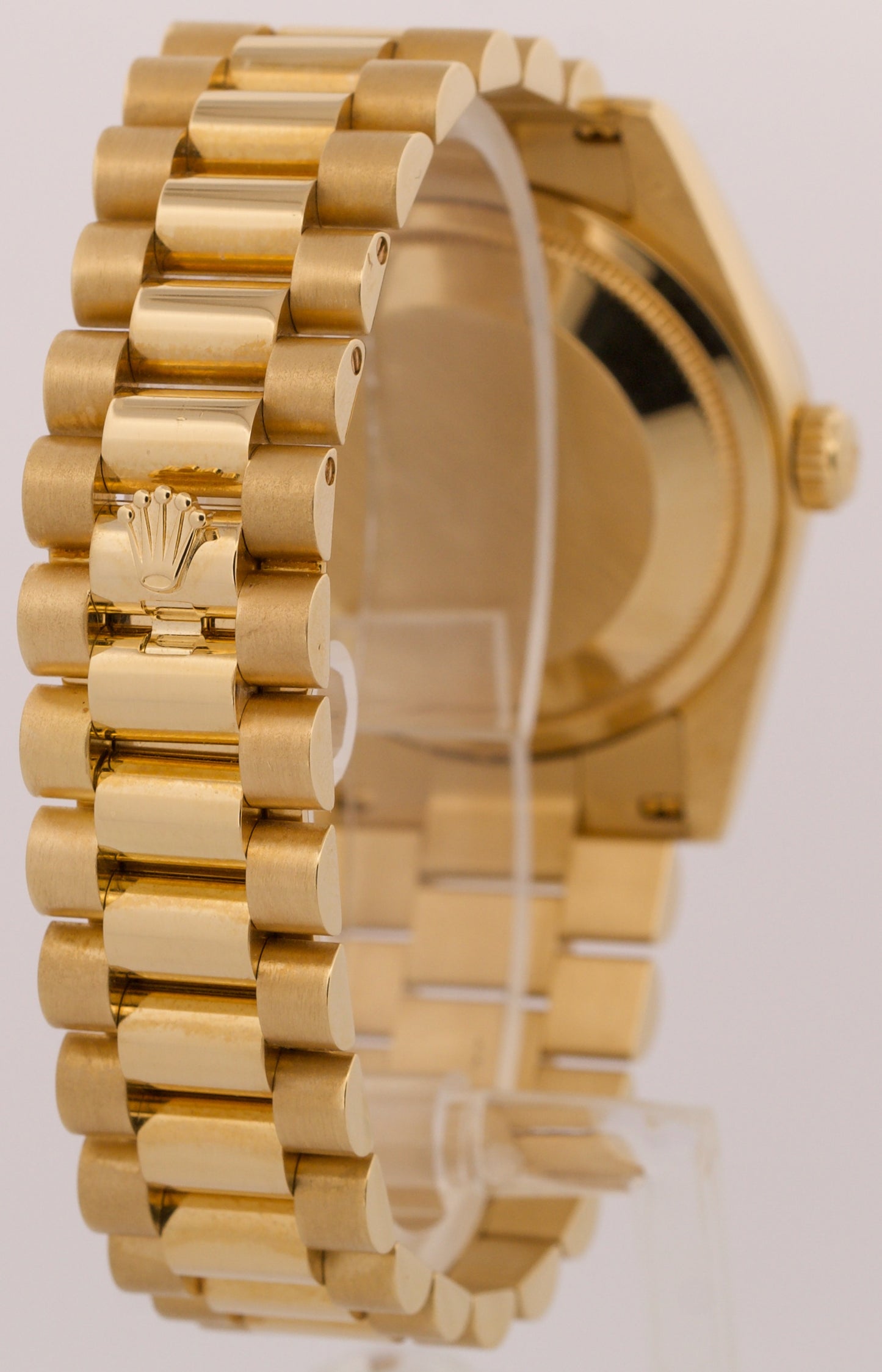 Rolex Day-Date President WHITE 18K Yellow Gold Fluted 36mm 118238 Watch BOX