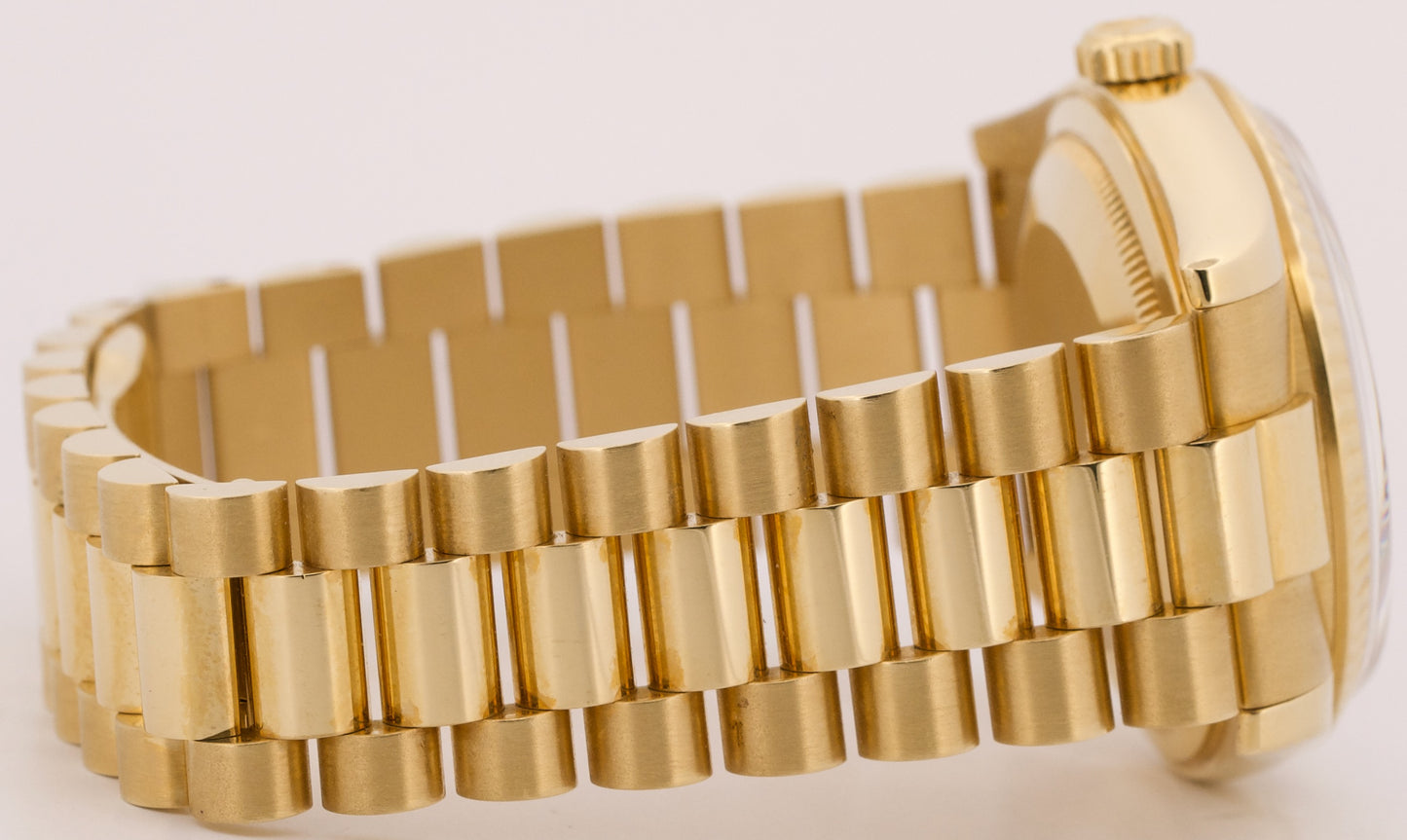 Rolex Day-Date President WHITE 18K Yellow Gold Fluted 36mm 118238 Watch BOX