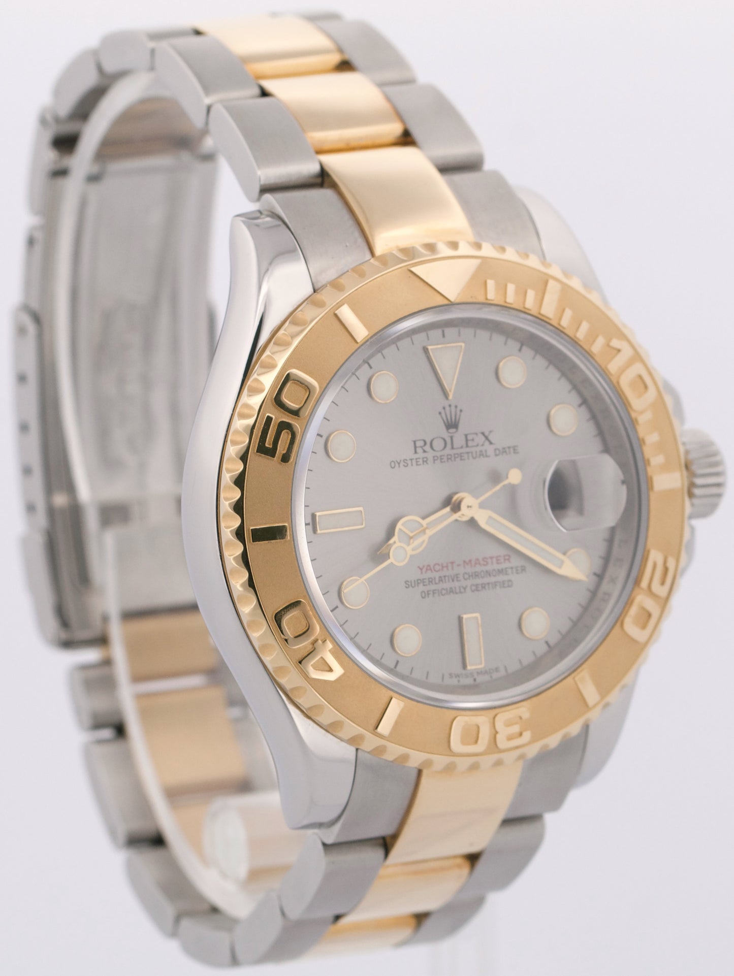 Rolex Yacht-Master 40mm SLATE Two-Tone 18K Yellow Gold REHAUT Steel Watch 16623