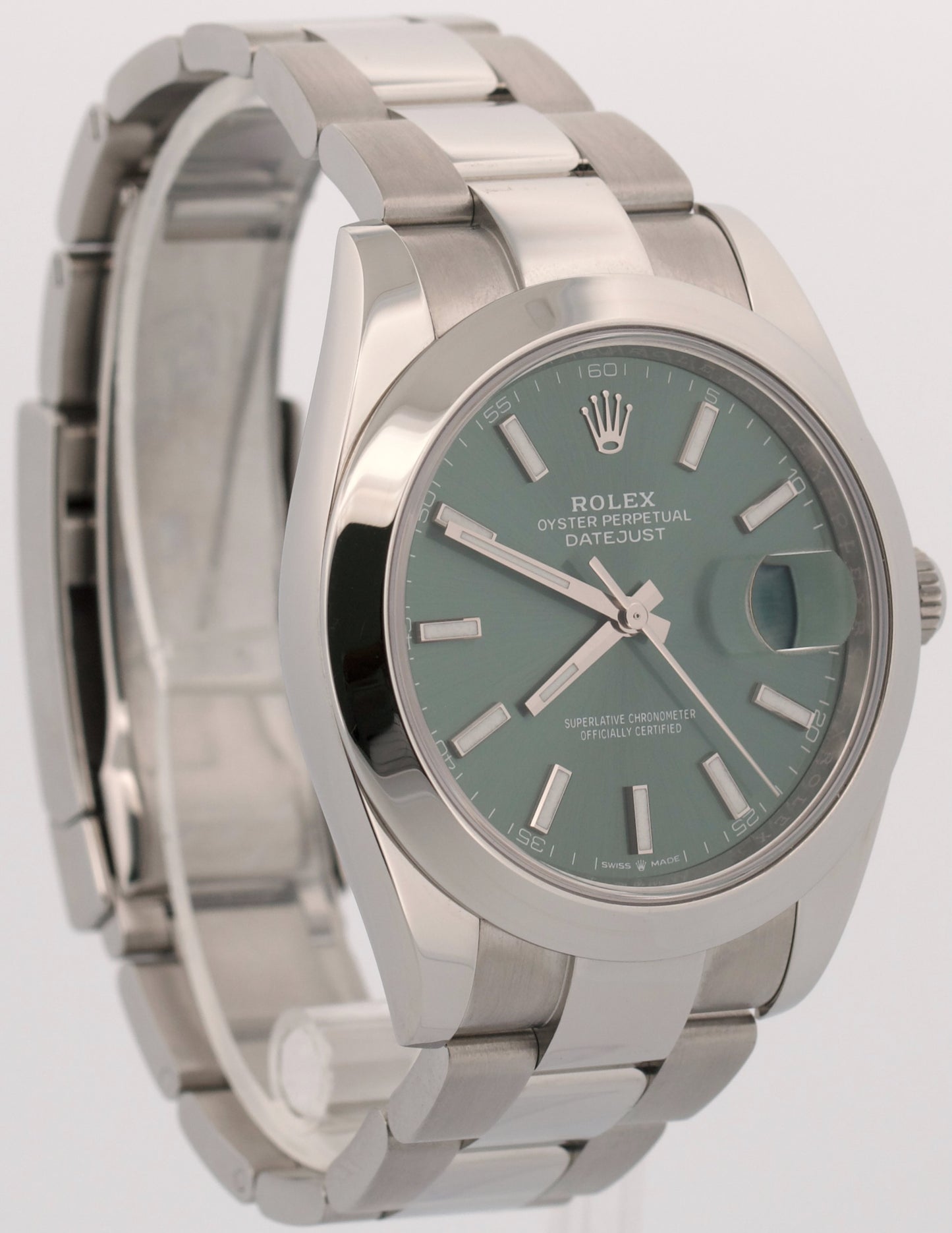 2025 PAPERS Rolex DateJust 41 MINT GREEN Stainless Steel 41mm OYSTER 126300 BOX