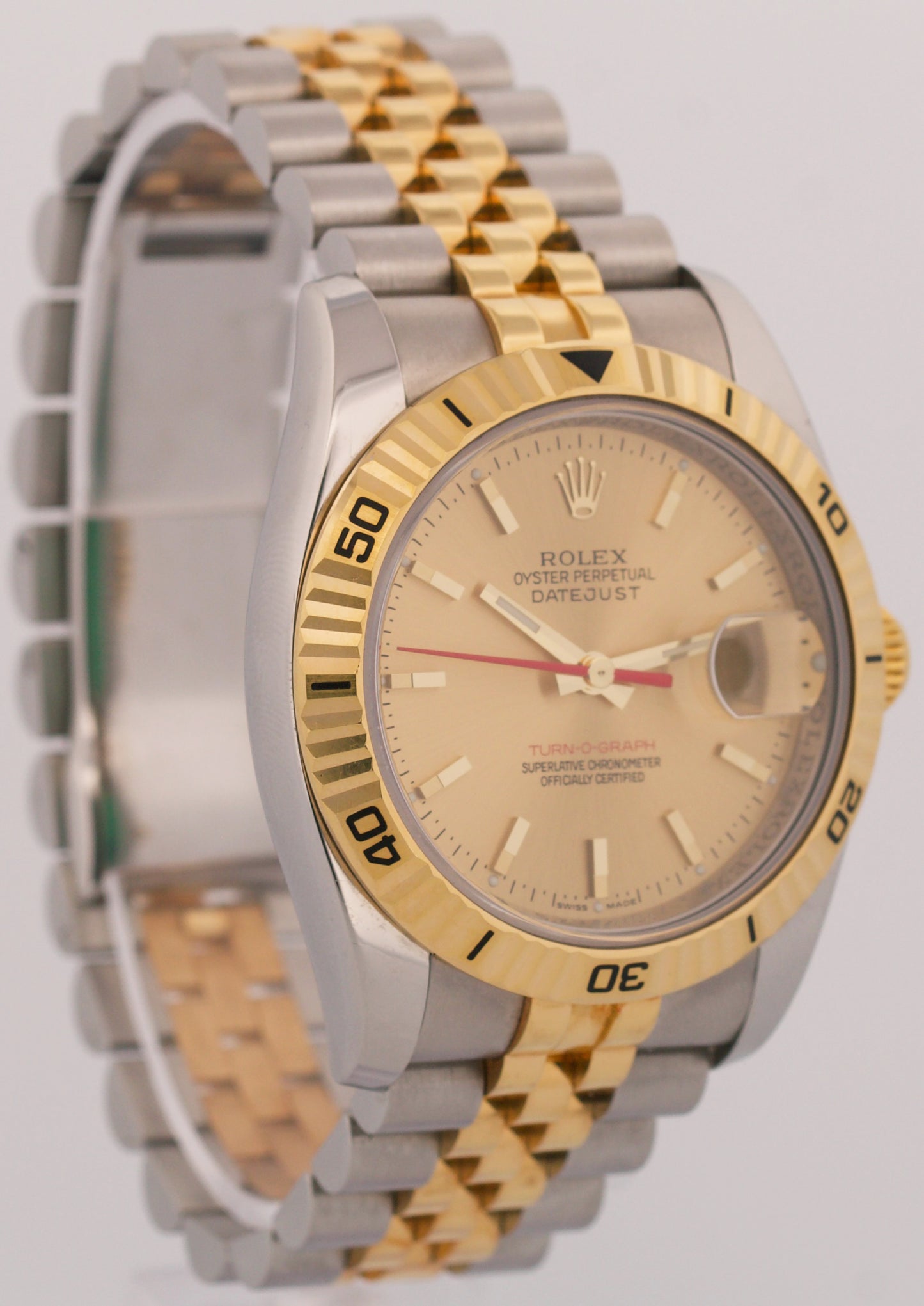 UNPOLISHED Rolex DateJust Turn-O-Graph 36mm CHAMPAGNE 18K Gold Steel 116263