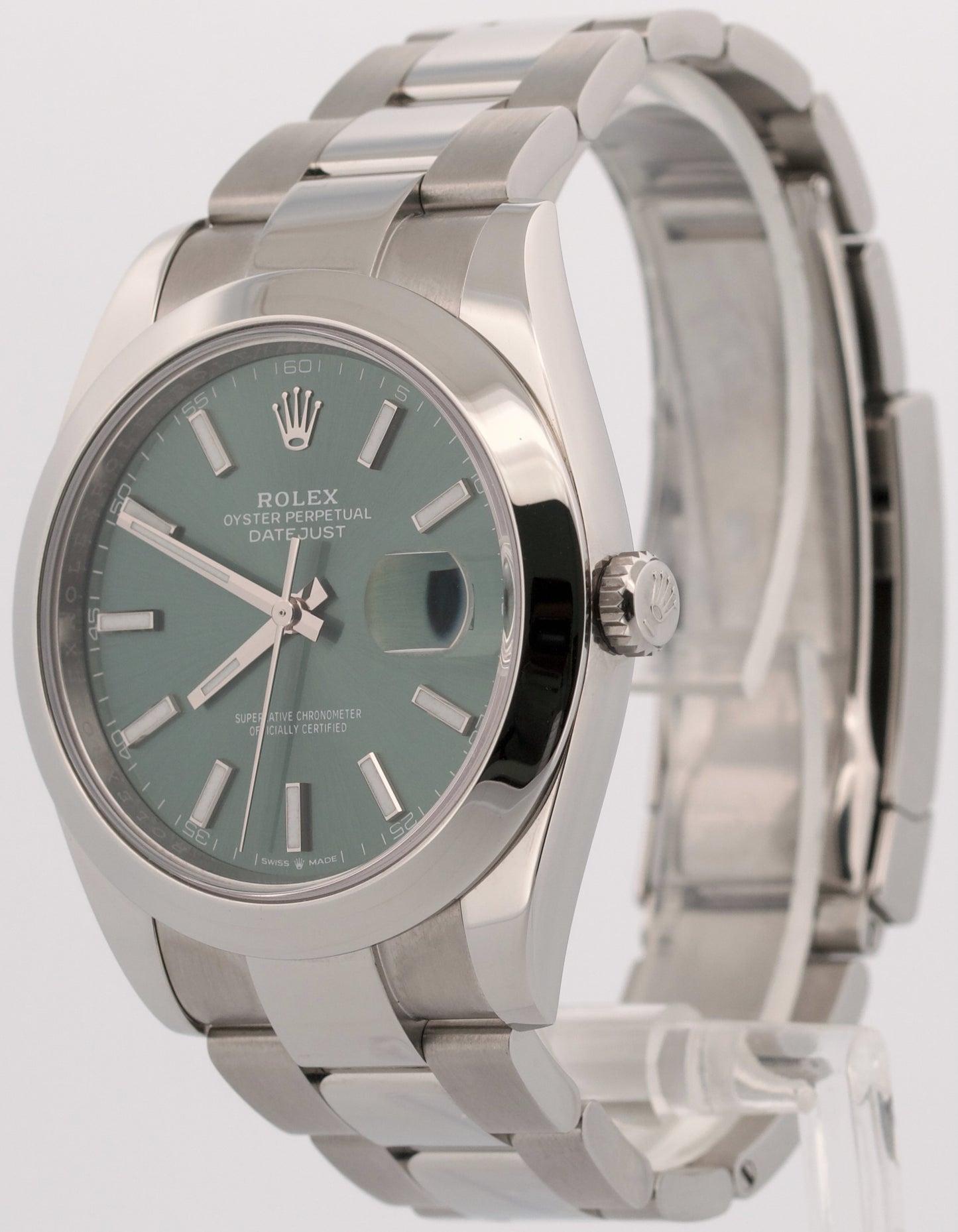2025 PAPERS Rolex DateJust 41 MINT GREEN Stainless Steel 41mm OYSTER 126300 BOX
