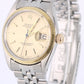 VINTAGE Rolex Oyster Perpetual DATE Steel Gold Fluted Champagne 34mm 1505 Watch