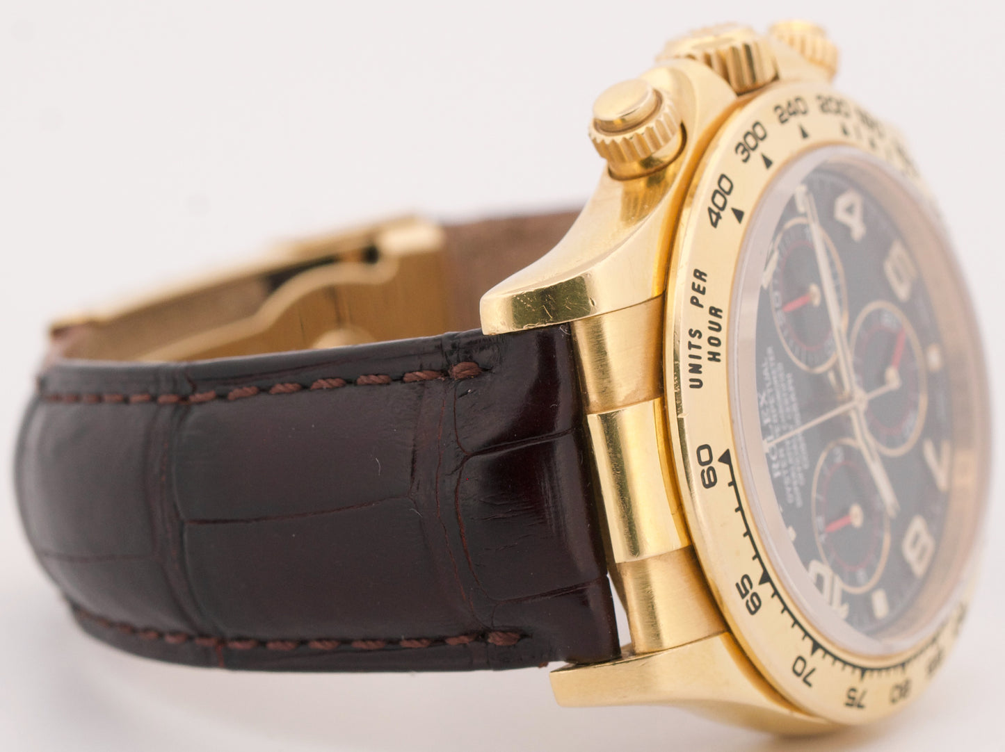 PAPERS Rolex Daytona Cosmograph BLUE RACING 18K Yellow Gold Leather 116518 BOX