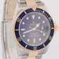 MINT PAPERS Rolex Submariner 40mm BLUE 18K Steel No-Holes GOLD BUCKLE 16613 BOX