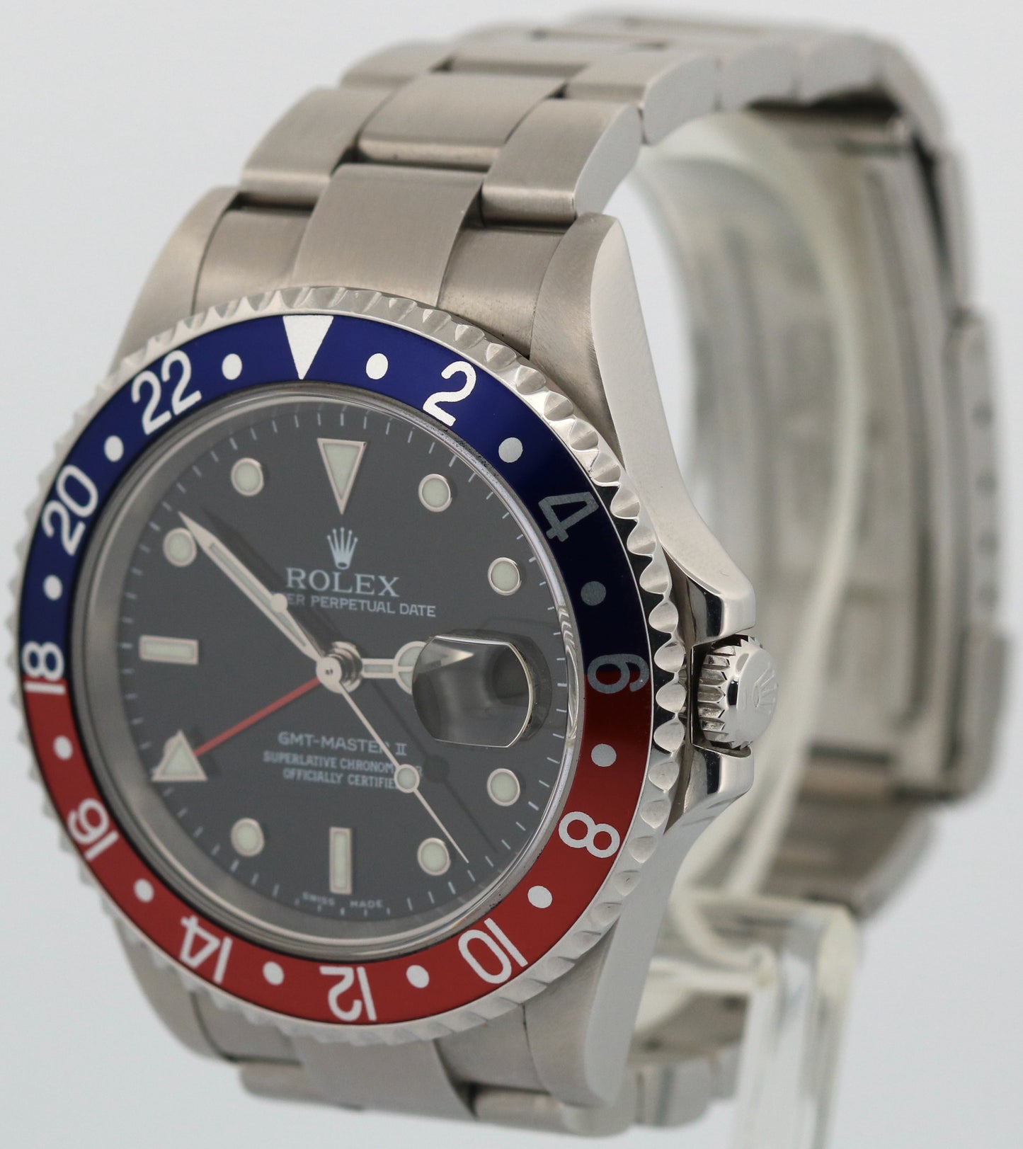 Rolex GMT-Master II PEPSI Blue Red Stainless Steel Oyster NO-HOLES Black 16710