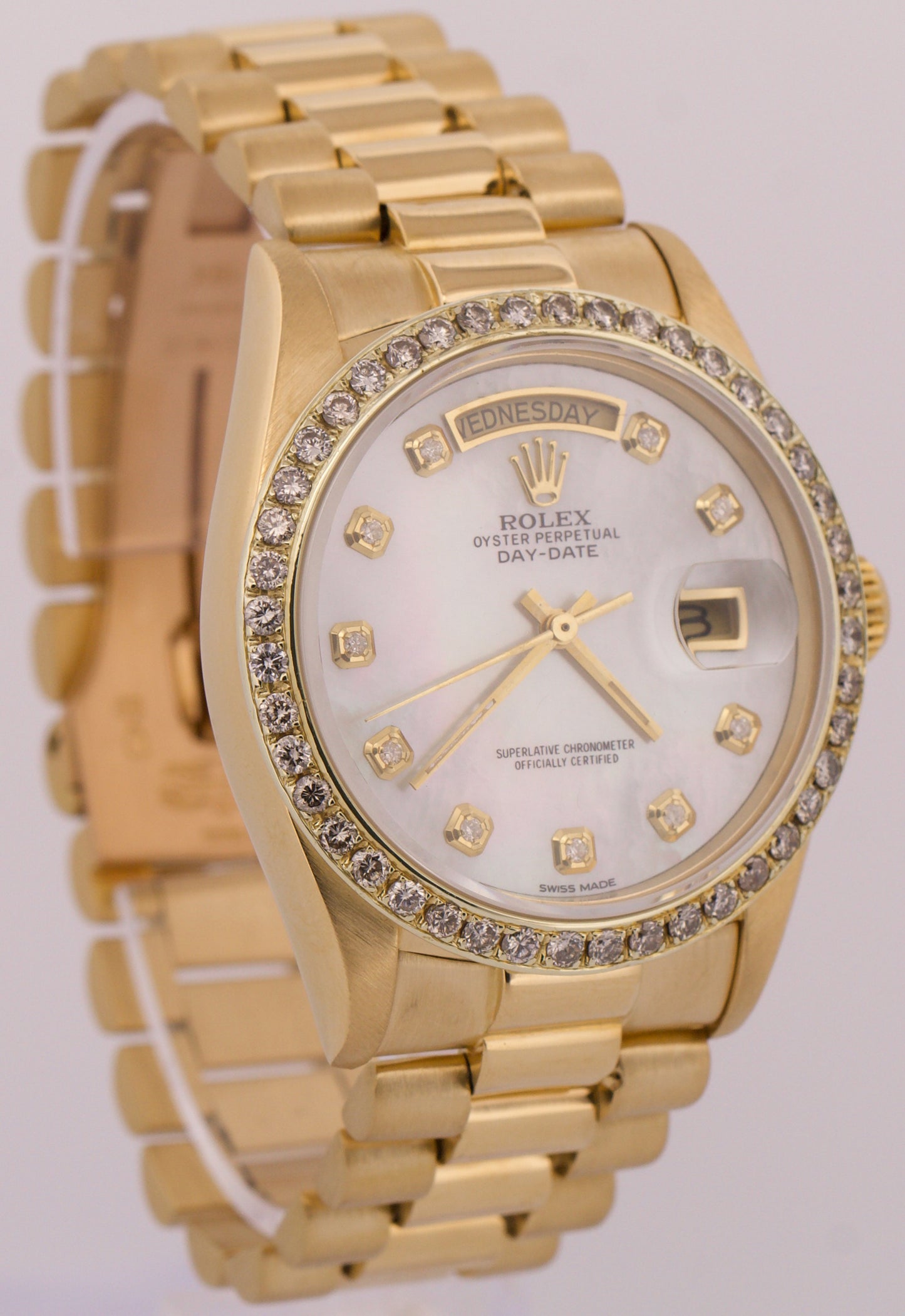 1979 Rolex Day-Date President MOP DIAMOND 36mm 18K Yellow Gold Watch 18038