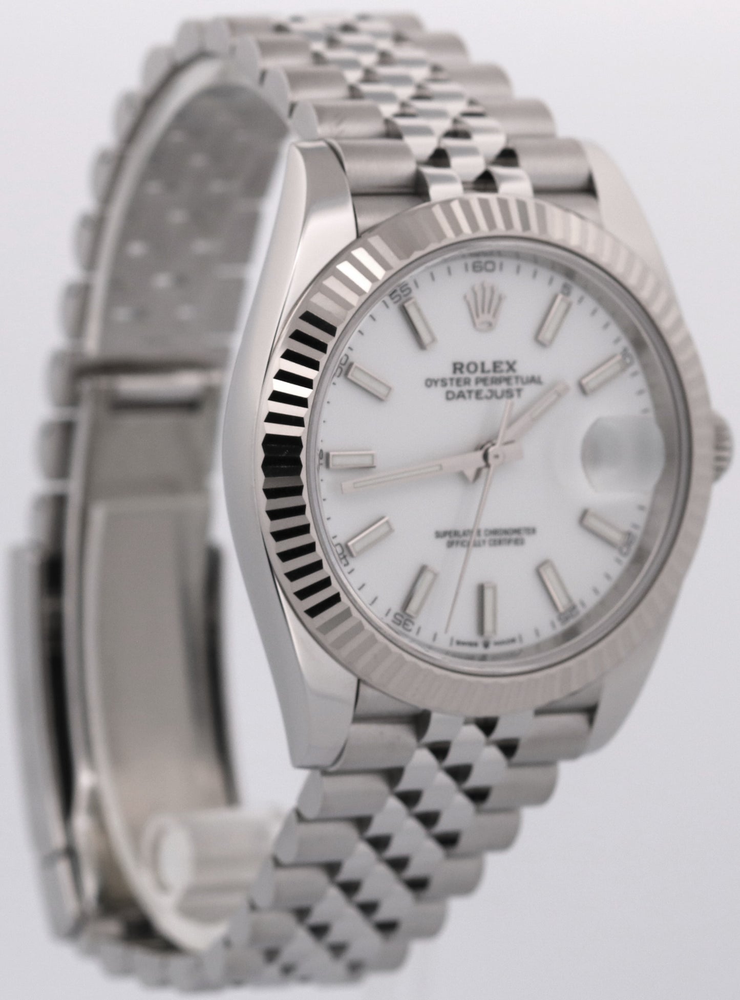 2023 PAPERS Rolex DateJust 41 WHITE 18K Gold Stainless 41mm JUBILEE 126334 BOX
