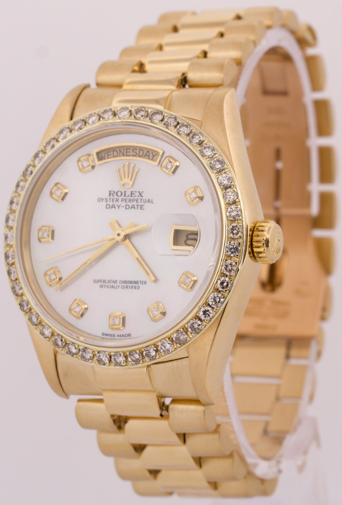 1979 Rolex Day-Date President MOP DIAMOND 36mm 18K Yellow Gold Watch 18038