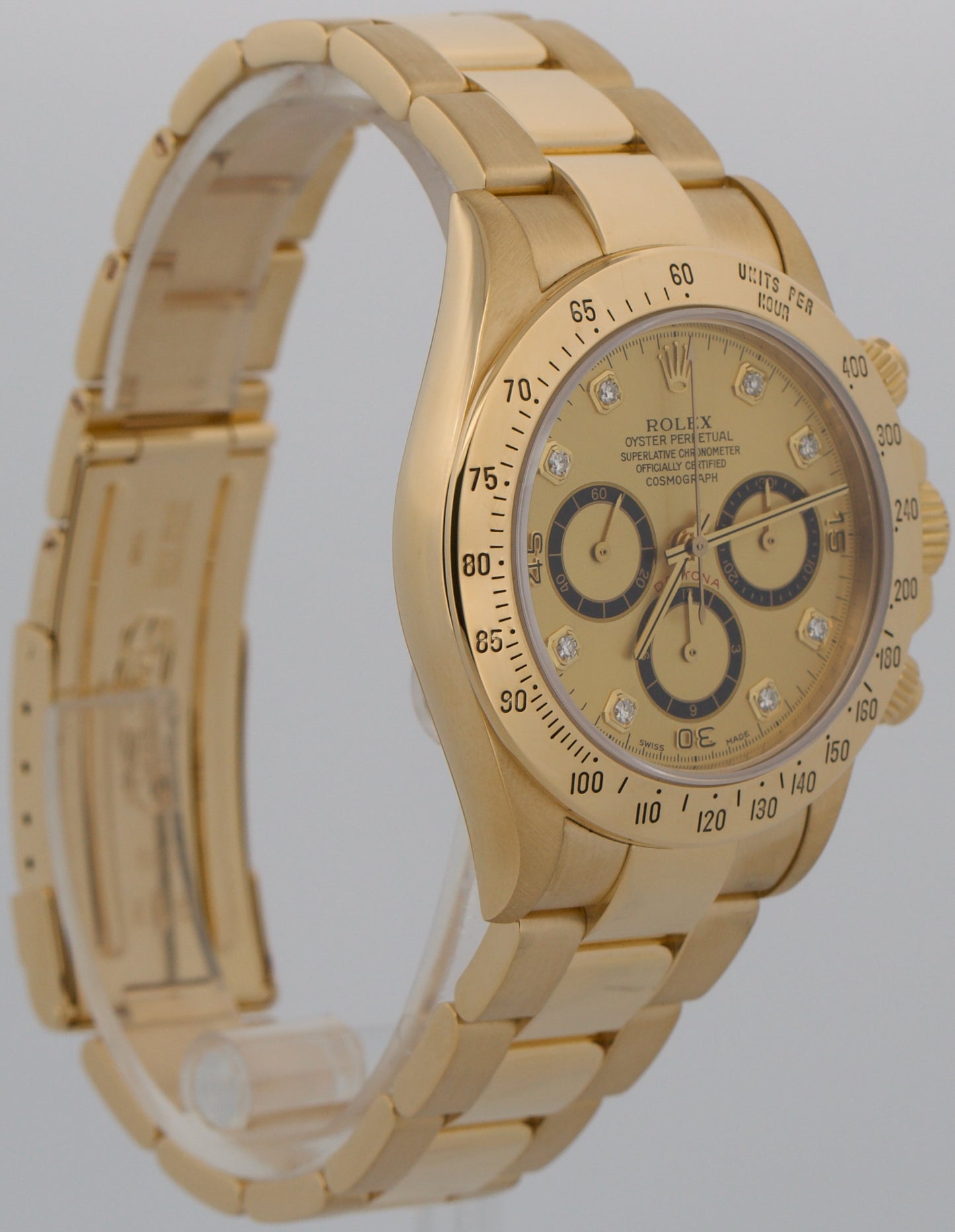 2000 PAPERS Rolex Daytona Cosmograph CHAMPAGNE SERTI DIAMOND 18K 40mm 16528 BOX