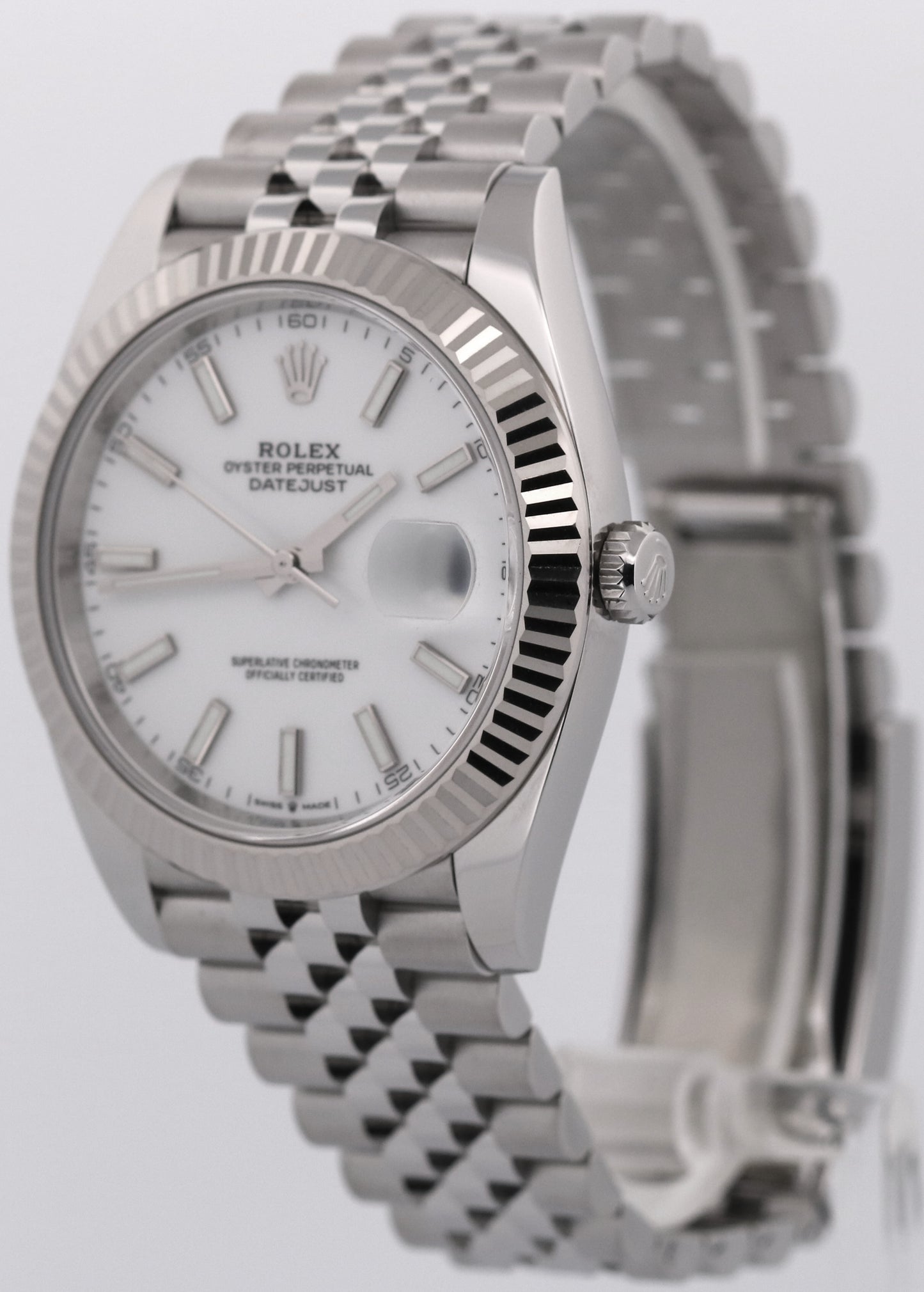 2023 PAPERS Rolex DateJust 41 WHITE 18K Gold Stainless 41mm JUBILEE 126334 BOX