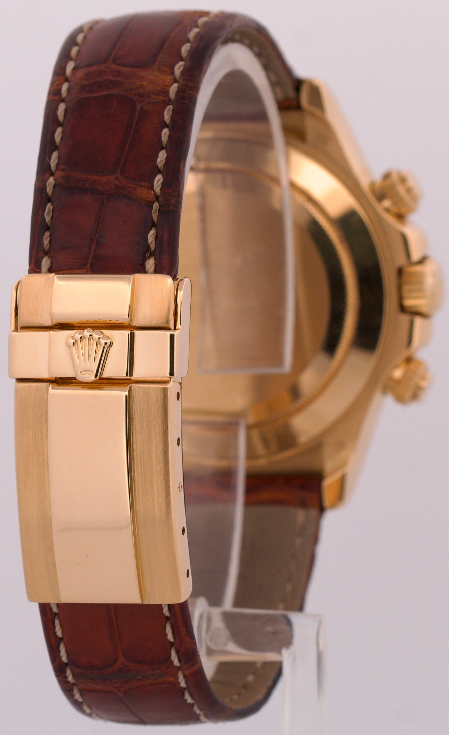 Rolex Daytona Cosmograph BLUE RACING Arabic 18K Yellow Gold Leather 116518 Watch