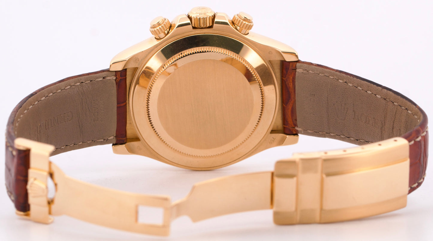 Rolex Daytona Cosmograph BLUE RACING Arabic 18K Yellow Gold Leather 116518 Watch