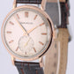 VINTAGE Jaeger-LeCoultre Time-Only PAPERS 18k Rose Gold Silver 36mm Watch BOX