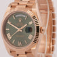 2025 PAPERS Rolex Day-Date President 40mm OLIVE GREEN 18K Rose Gold 228235 BOX