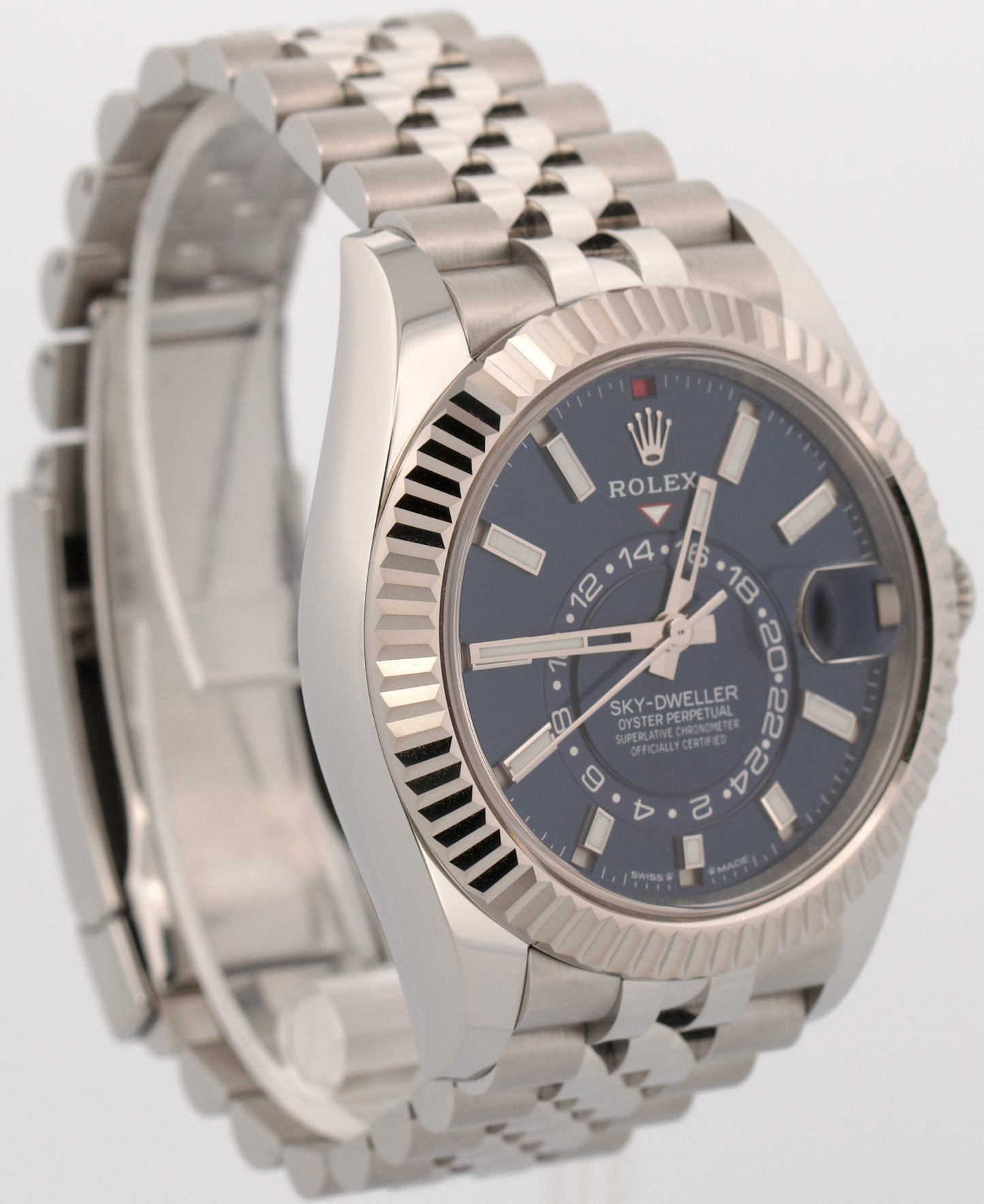 2025 PAPERS Rolex Sky-Dweller BLUE 42mm Steel 18K White Gold JUBILEE 336934 BOX
