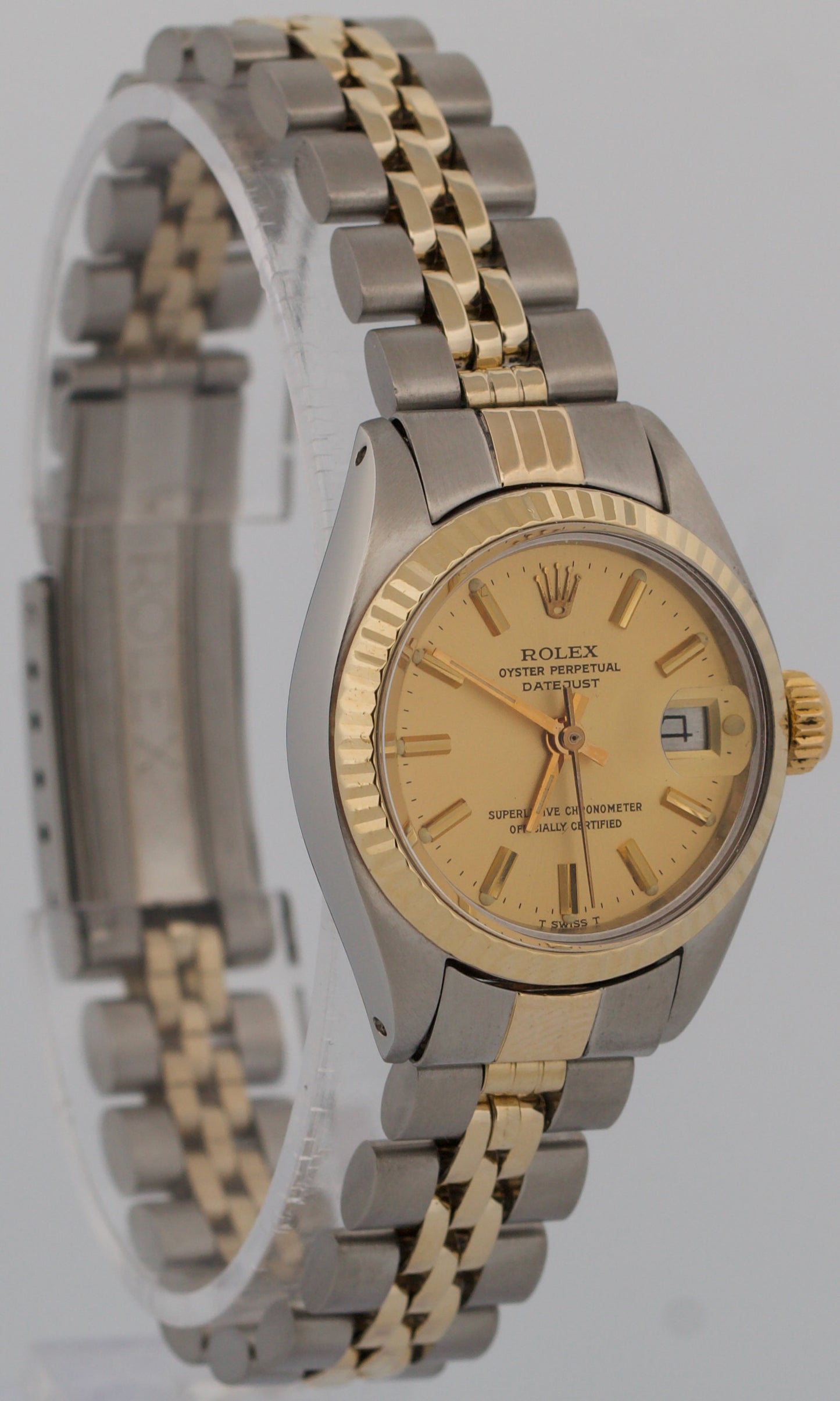Ladies Rolex DateJust 26mm CHAMPAGNE 18K Yellow Gold Steel JUBILEE Fluted 6917